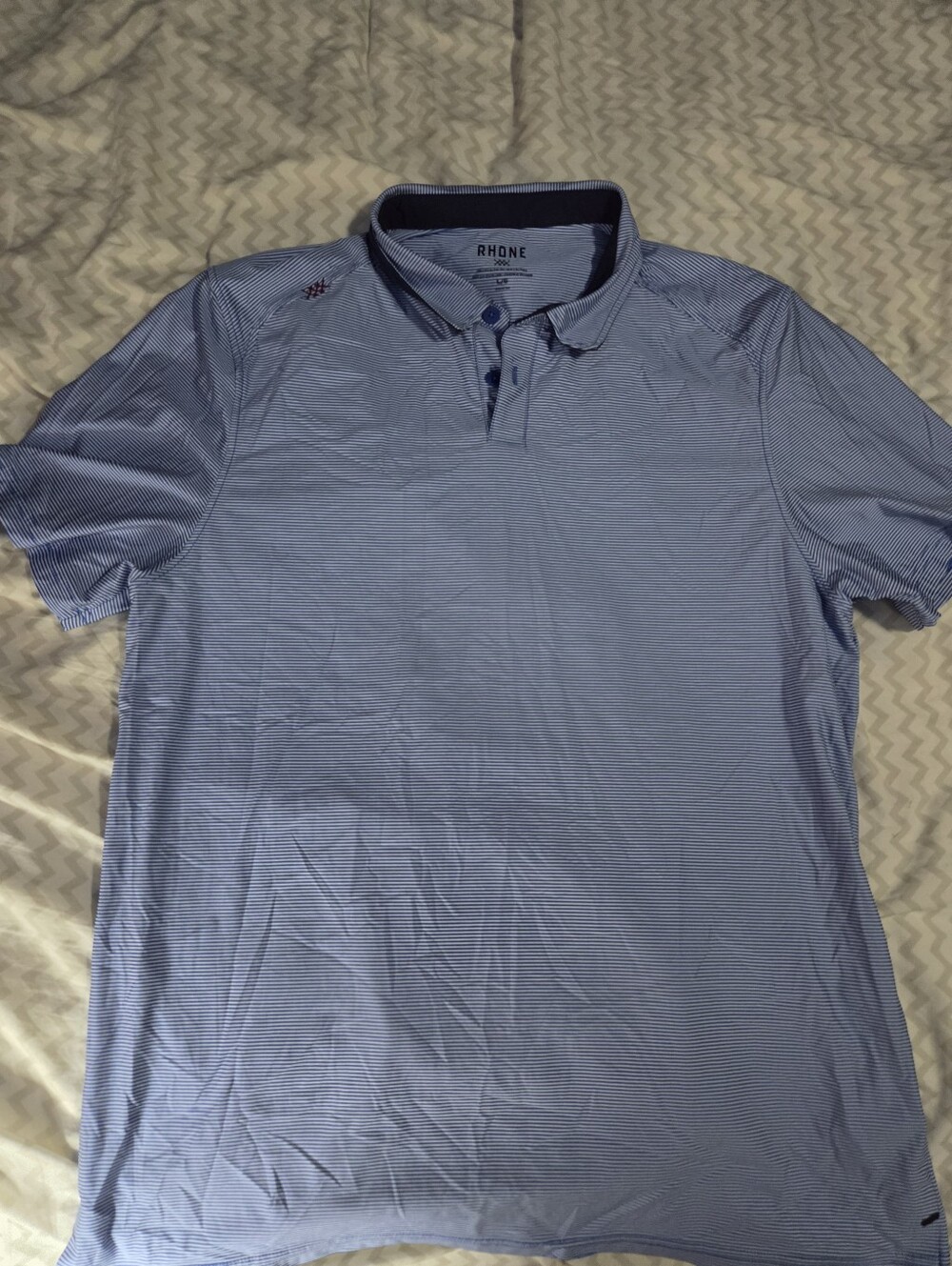 Rhone Commuter Polo Slim In Navy/Light Blue Stripe